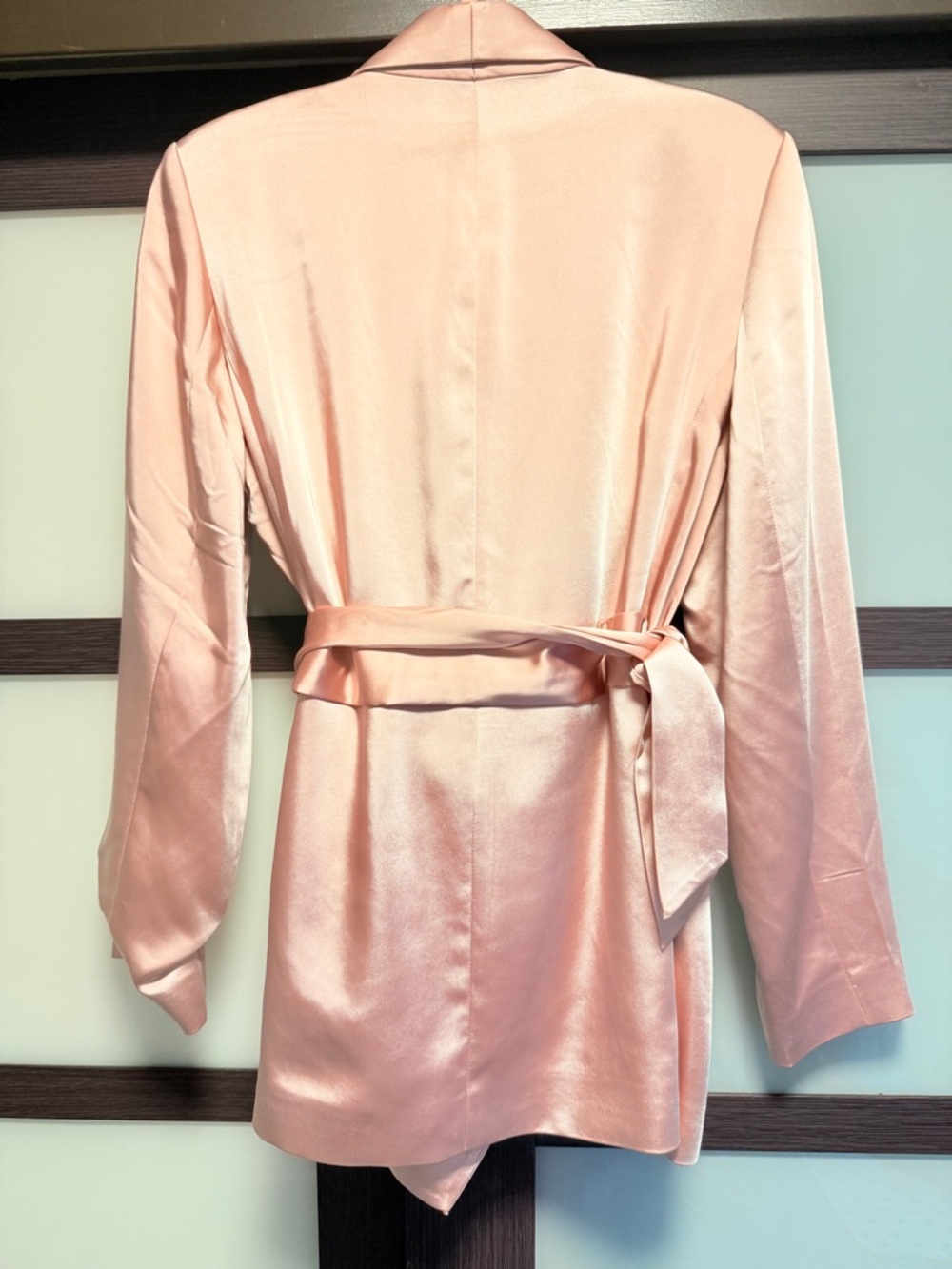 Express Satin Wrap Blazer in Blush Pink - Picture 4 of 6